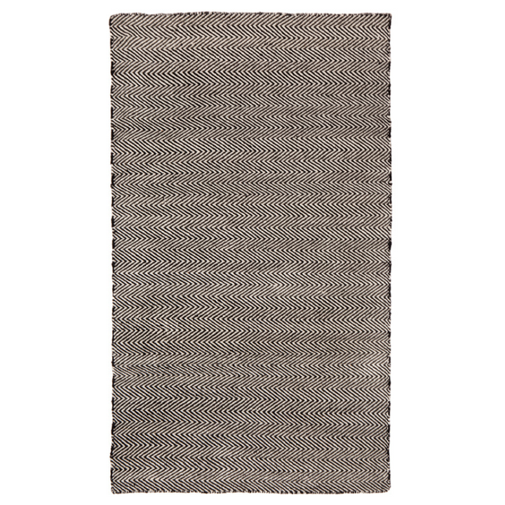 Herringbone Black Indoor Outdoor Rug