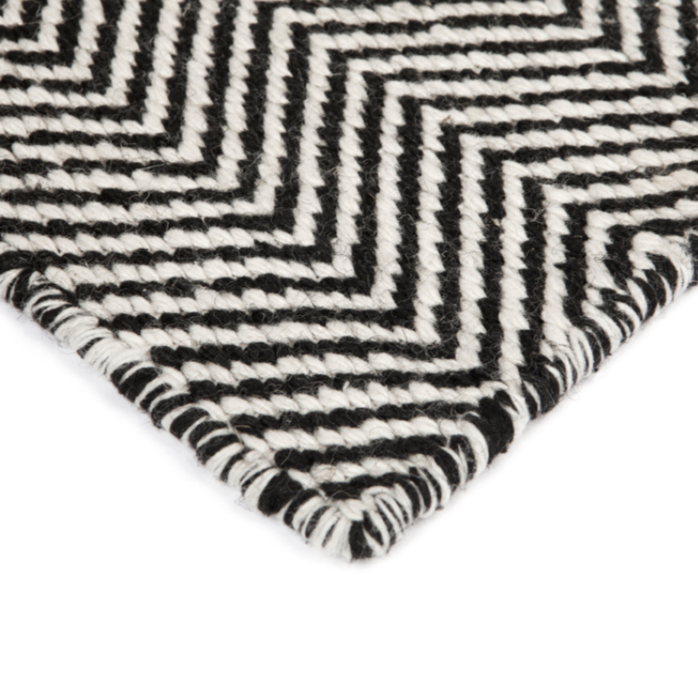 Herringbone Black Indoor Outdoor Rug