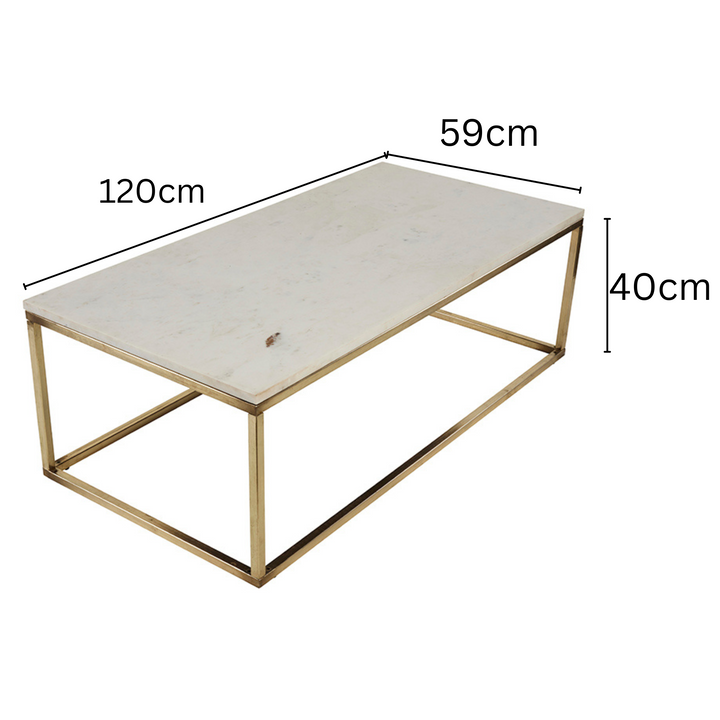 Jal Marble Top Gold Legs Large Coffee Table