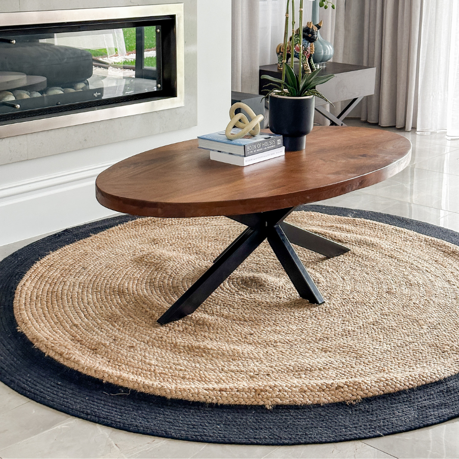 Phoenix Black Round Jute Rug - Jute Rug Fab Habitat