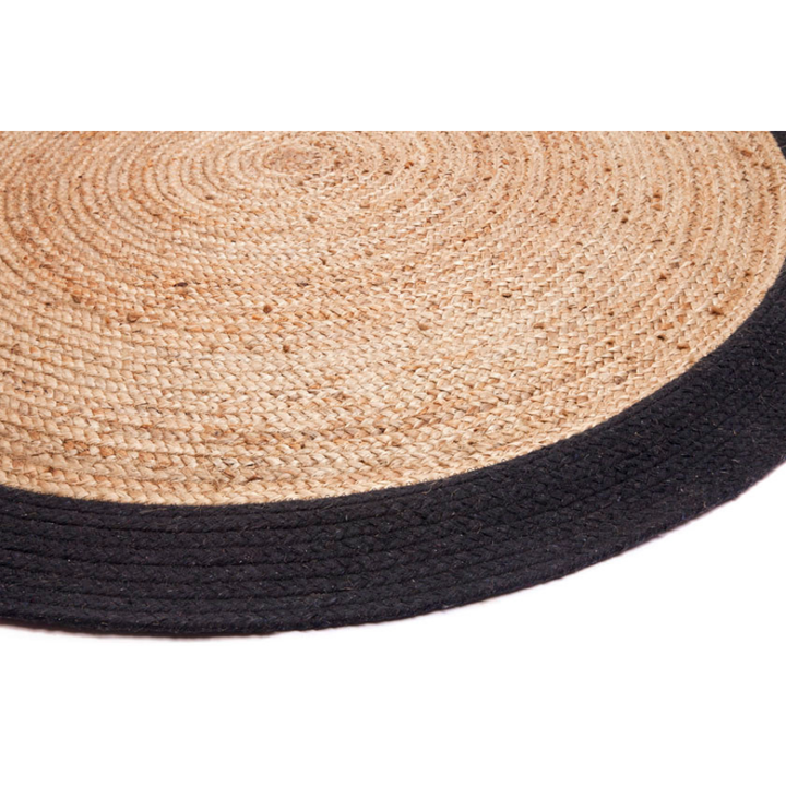 Phoenix Black Round Jute Rug - Jute Rug Fab Habitat