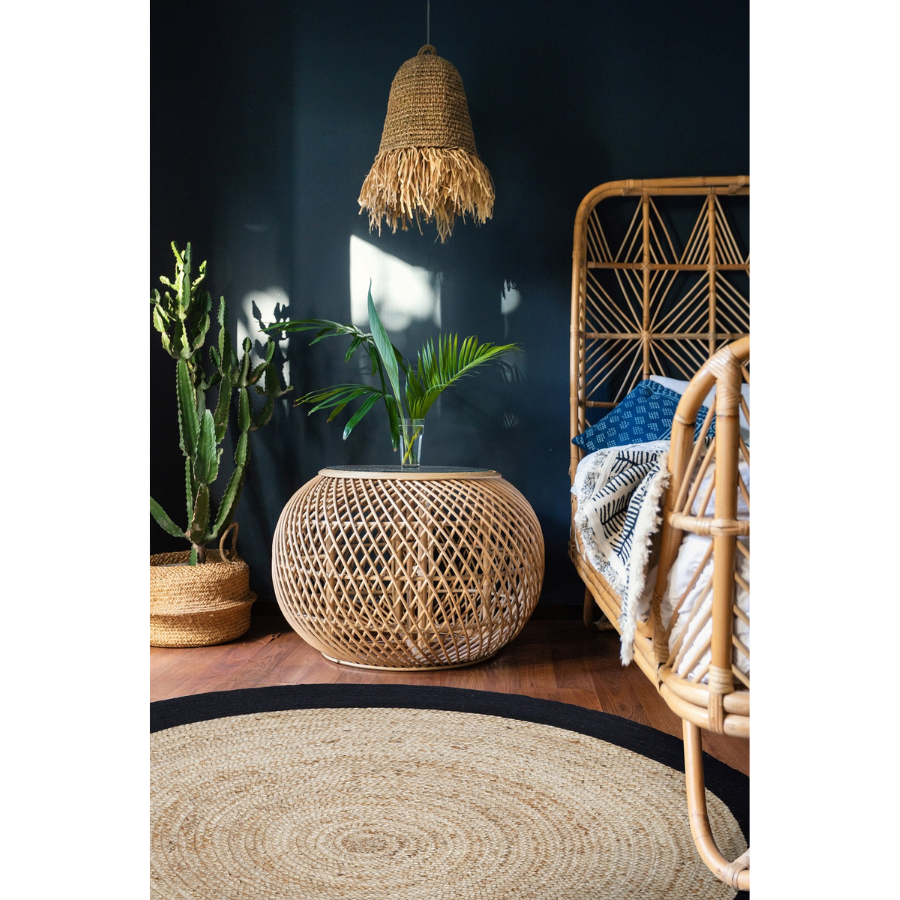 Phoenix Black Round Jute Rug - Jute Rug Fab Habitat