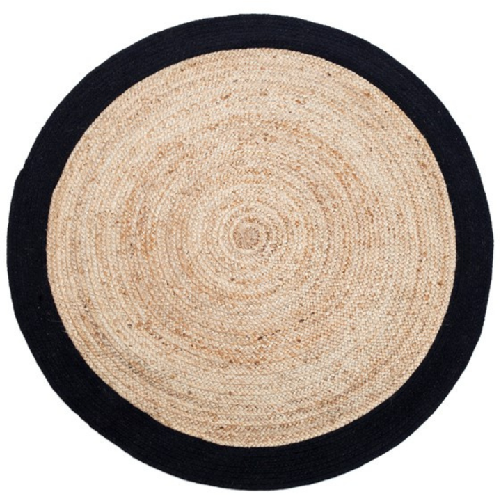 Phoenix Black Round Jute Rug - Jute Rug Fab Habitat