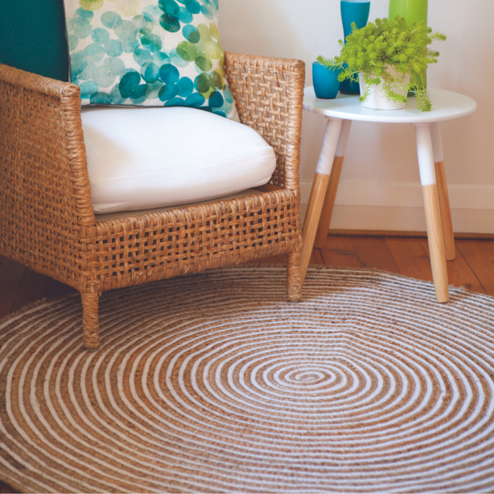 Plumeria Round Jute Rug - Jute Rug Fab Habitat