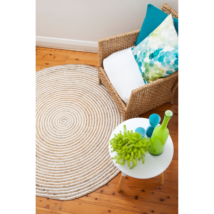 Plumeria Round Jute Rug - Jute Rug Fab Habitat