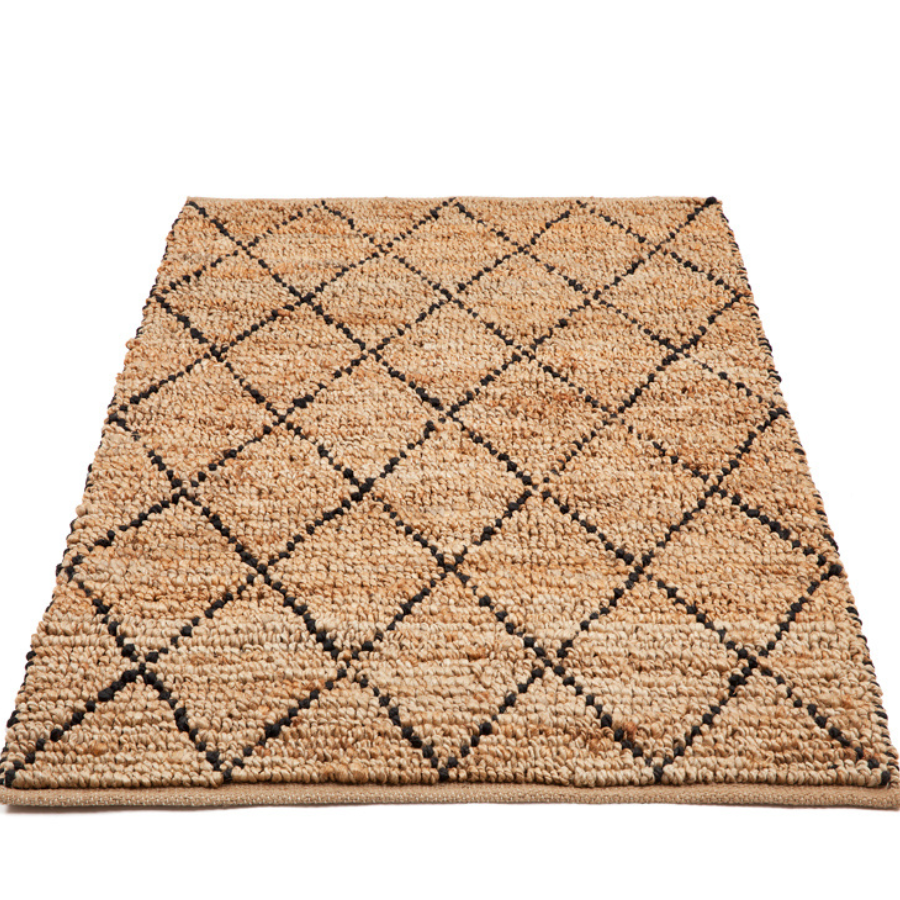 Anant Black and Natural Diamond Jute Area Rug - Jute Rug Fab Habitat