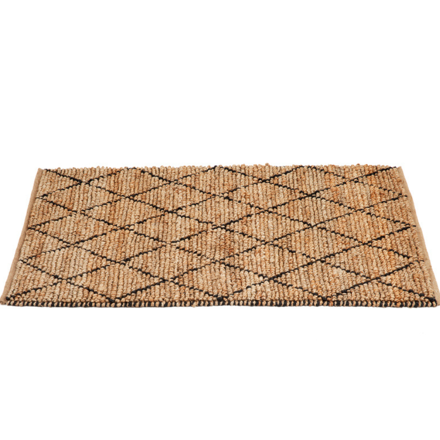 Anant Black and Natural Diamond Jute Area Rug - Jute Rug Fab Habitat