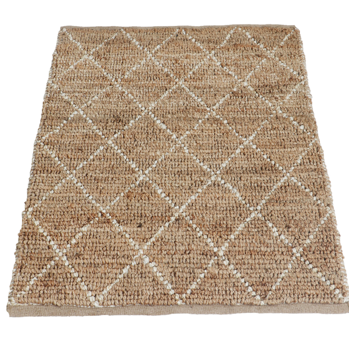 Anant White and Natural Diamond Jute Rug - Jute Rug Fab Habitat