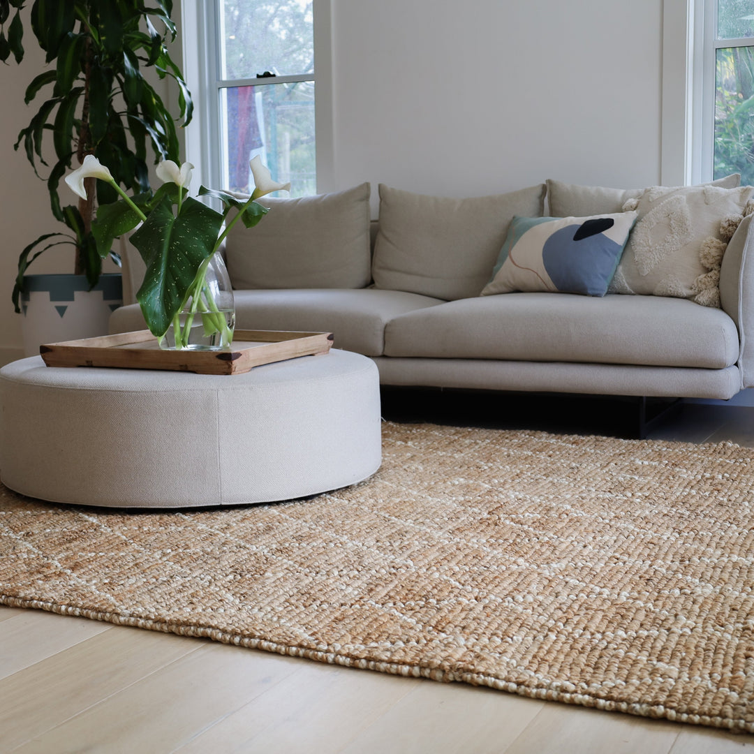 Anant White and Natural Diamond Jute Rug - Jute Rug Fab Habitat