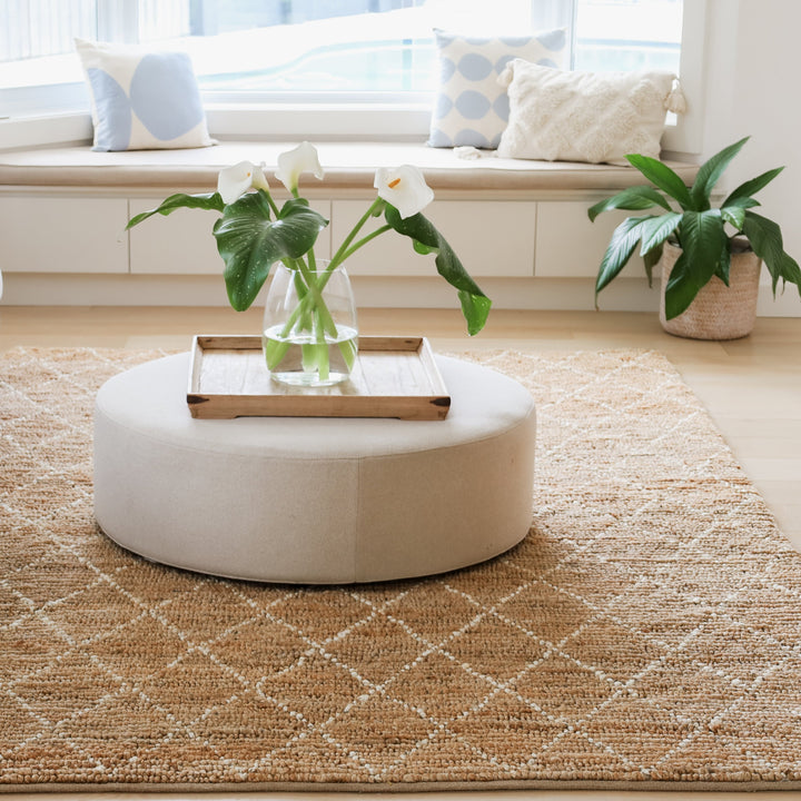 Anant White and Natural Diamond Jute Rug - Jute Rug Fab Habitat