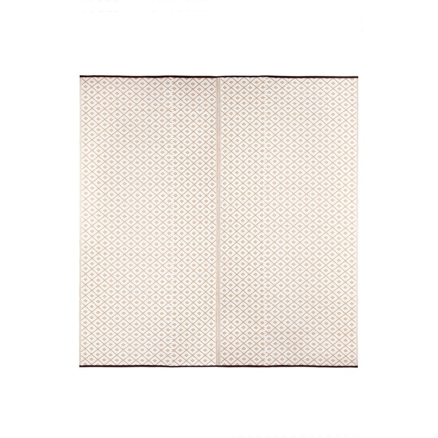 Kimberley Beige & White Square Diamond Pattern Foldable Waterproof Large Camping Mat - 270x270 CM