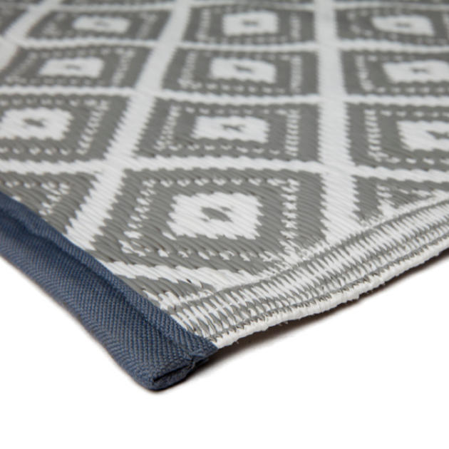 Kimberley Grey and White Diamond Recycled Plastic Outdoor Rug