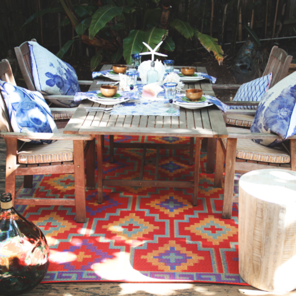 Lhasa Orange and Violet Moroccan Large Outdoor Carpet Rug