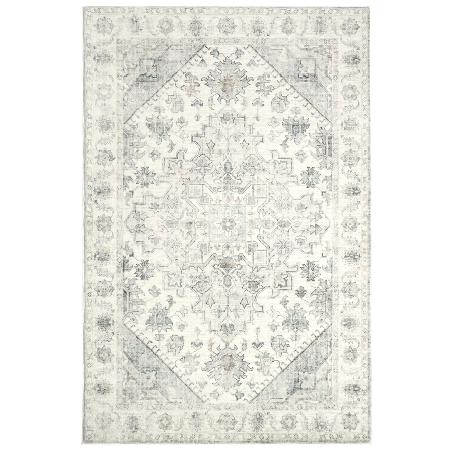 Santiago Grey Traditional Machine Washable Mat - Machine Washable Rugs Fab Habitat