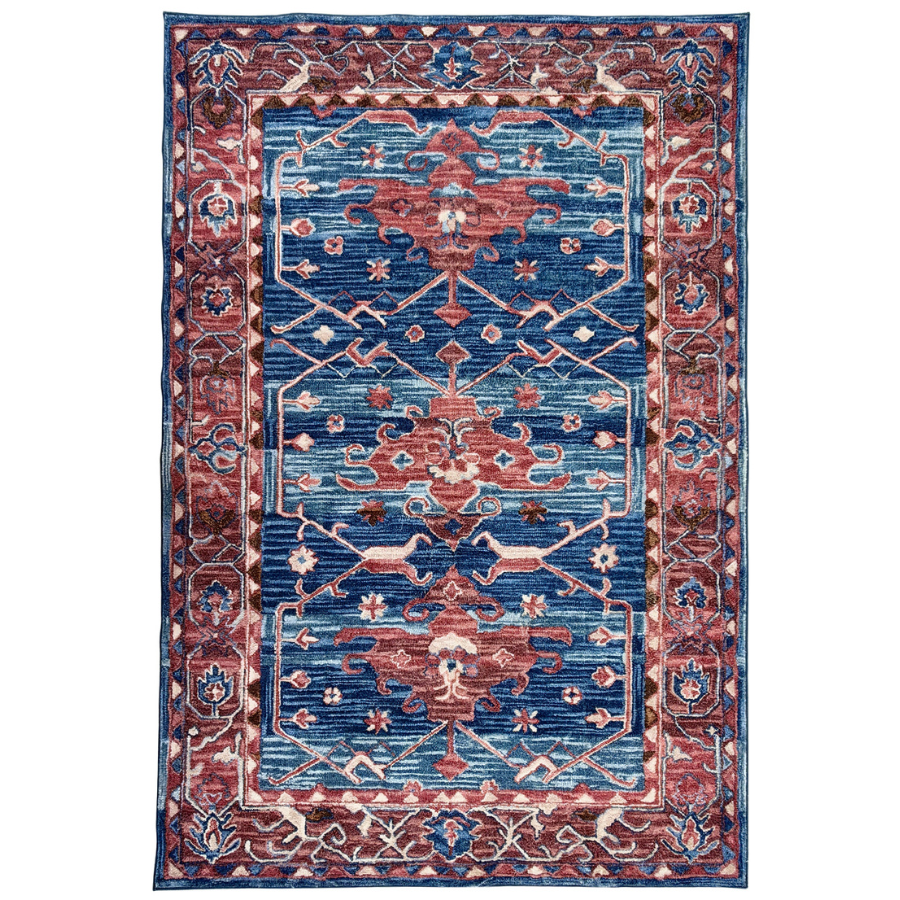 Dibru Multicolour Traditional Rug - Machine Washable Rugs Fab Habitat