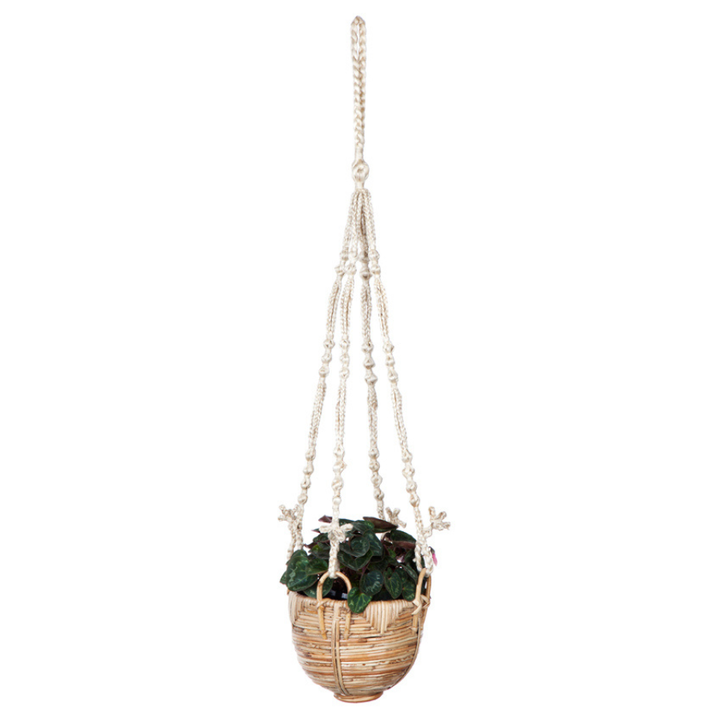 Set Of 3 Savar Handmade Cane Macrame Hanging Planters & Pot Holder - Macrame Plant hanger Fab Habitat