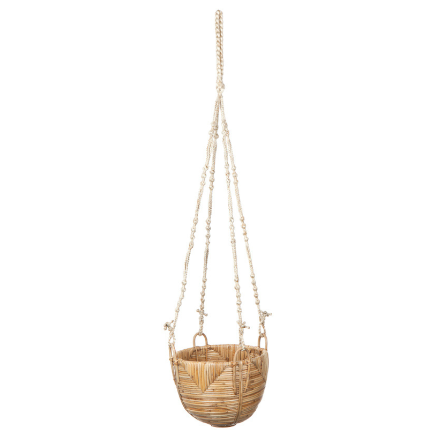 Set Of 3 Savar Handmade Cane Macrame Hanging Planters & Pot Holder - Macrame Plant hanger Fab Habitat