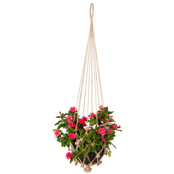 Set of 2 Sika Red Beads Handmade Macrame Jute Plant Hanger and Pot Holder - 105 cm - Macrame Plant hanger Fab Habitat