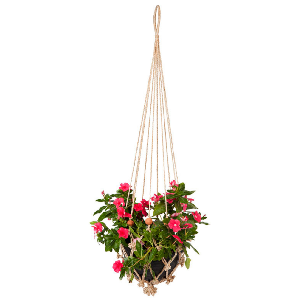 Sika Red Beads Handmade Macrame Jute Plant Hanger and Pot Holder - 105 cm - Macrame Plant hanger Fab Habitat