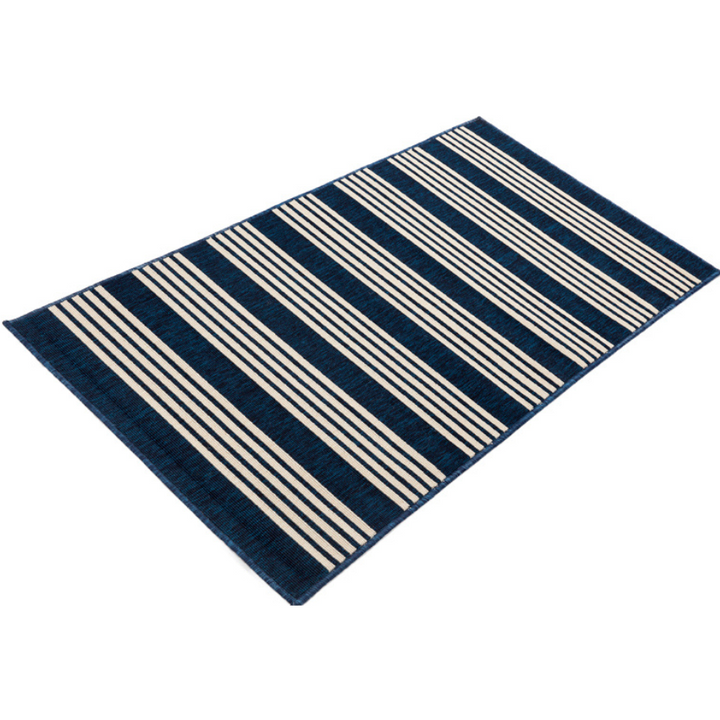 Mariona Blue Striped Outdoor Rug