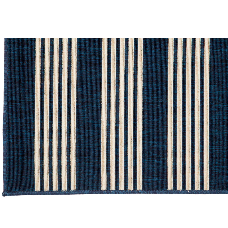 Mariona Blue Striped Outdoor Large Rug