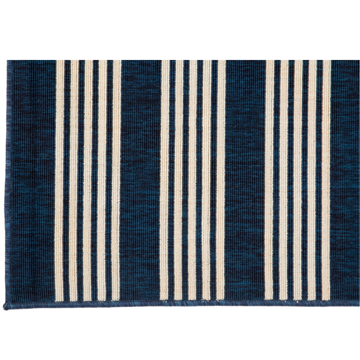 Mariona Blue Striped Outdoor Rug