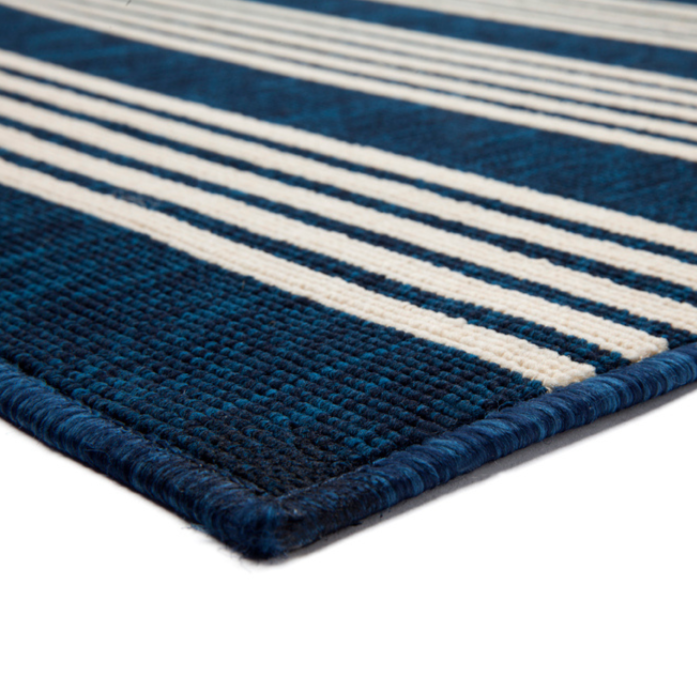 Mariona Blue Striped Outdoor Rug