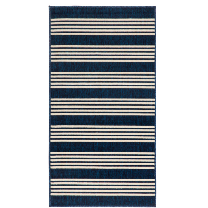 Mariona Blue Striped Outdoor Rug