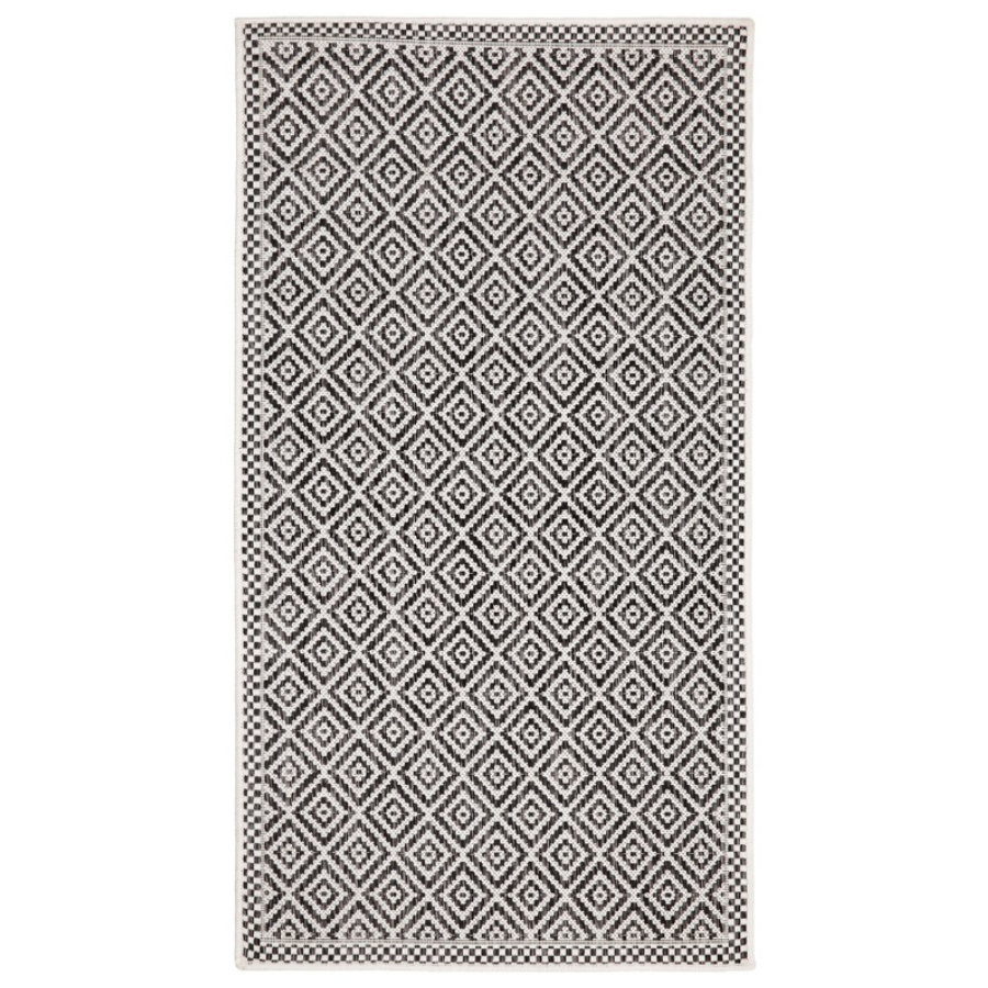 Moti Black and White Diamond Polypropylene Outdoor Rug