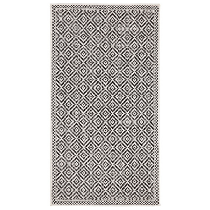 Moti Black and White Diamond Polypropylene Outdoor Rug