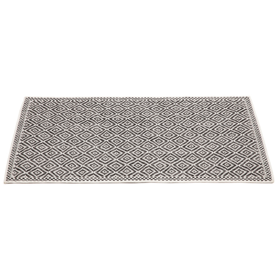 Moti Black and White Diamond Polypropylene Outdoor Rug