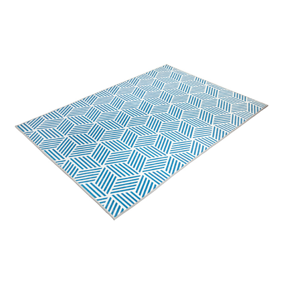 Mani Blue Geometrical Non Slip Rug - Non Slip Rugs Fab Habitat