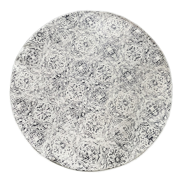 Mozaic Tiles Grey Trellis Distressed Round Non Slip Rug - Non Slip Rugs Fab Habitat