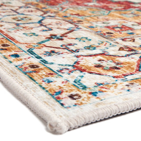 Maja Multicoloured Traditional Distressed Non Slip Rug - Non Slip Rugs Fab Habitat