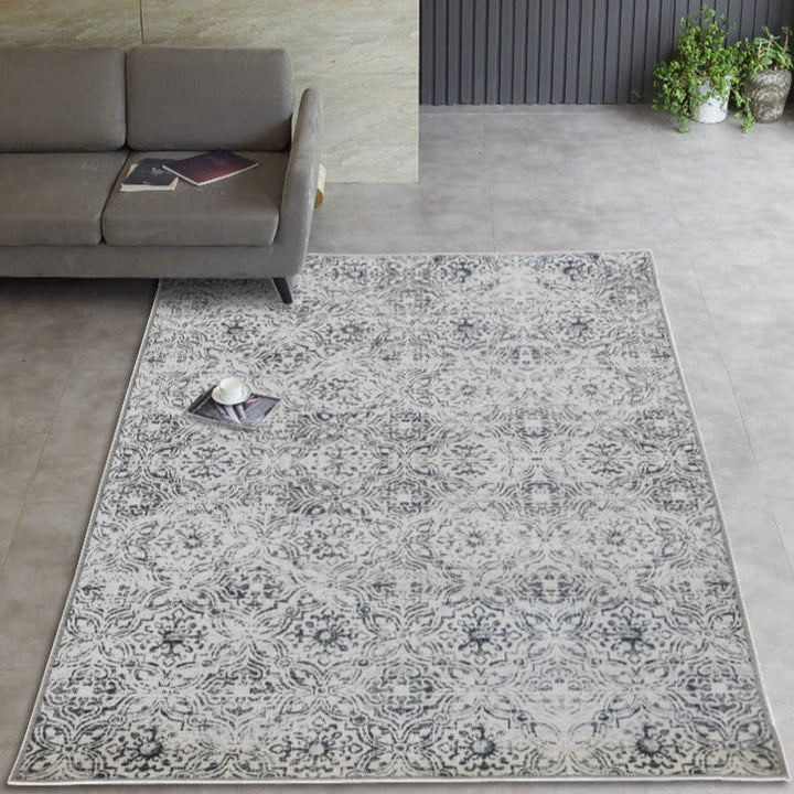 Mozaic Tiles Grey Trellis Distressed Non Slip Rug - Non Slip Rugs Fab Habitat