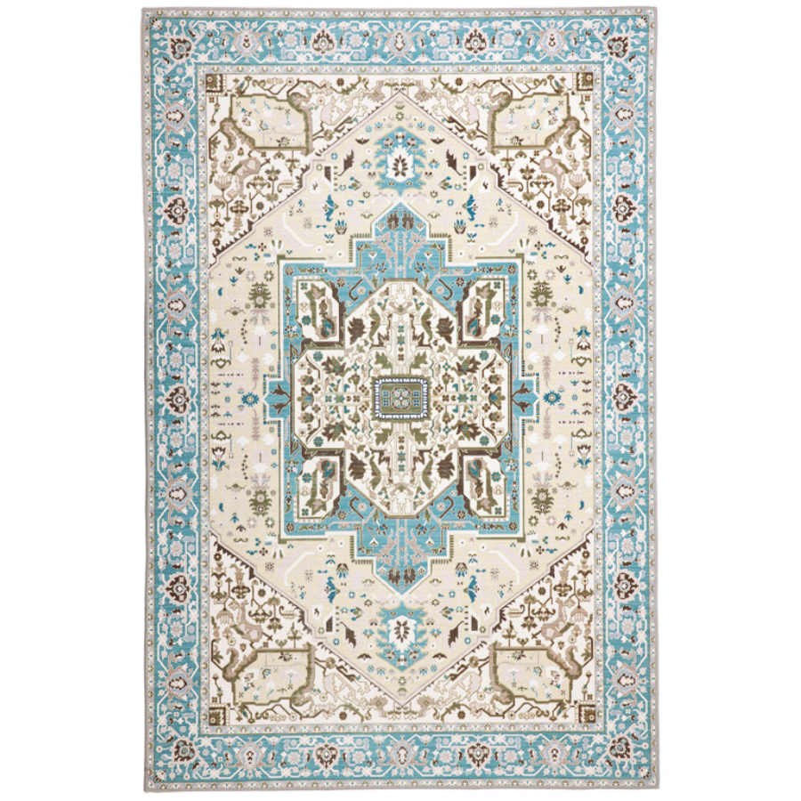 Noor Blue Multicoloured Traditional Non Slip Rug - Non Slip Rugs Fab Habitat