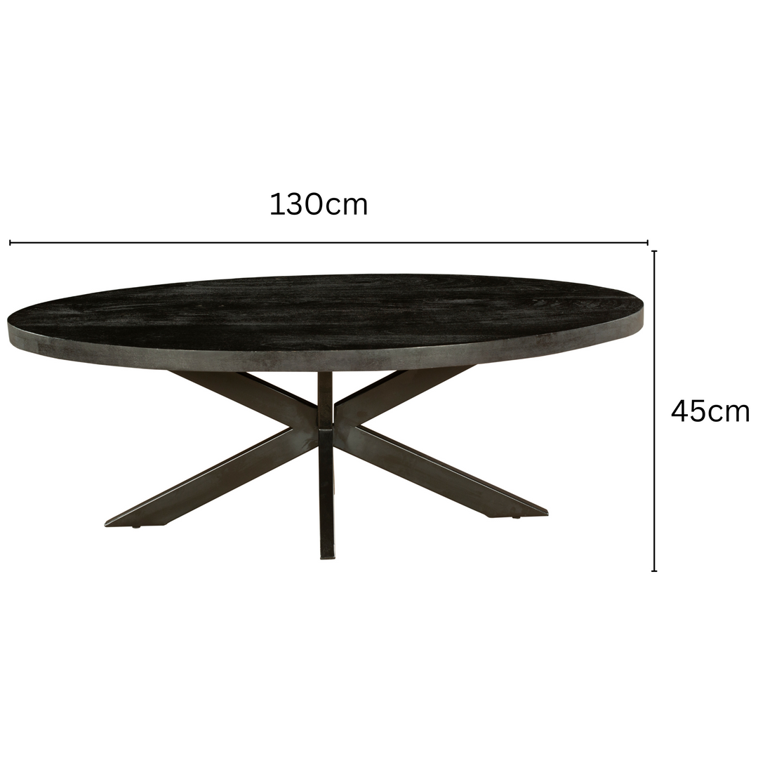 Nova Charcoal 130 CM Wooden Oval Coffee Table