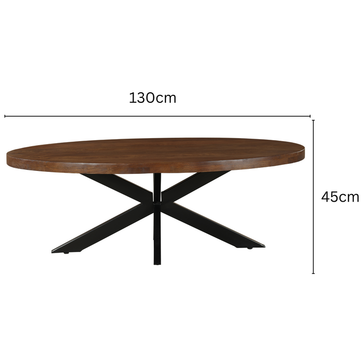 Nova Walnut Finish 130 CM Wooden Oval Coffee Table