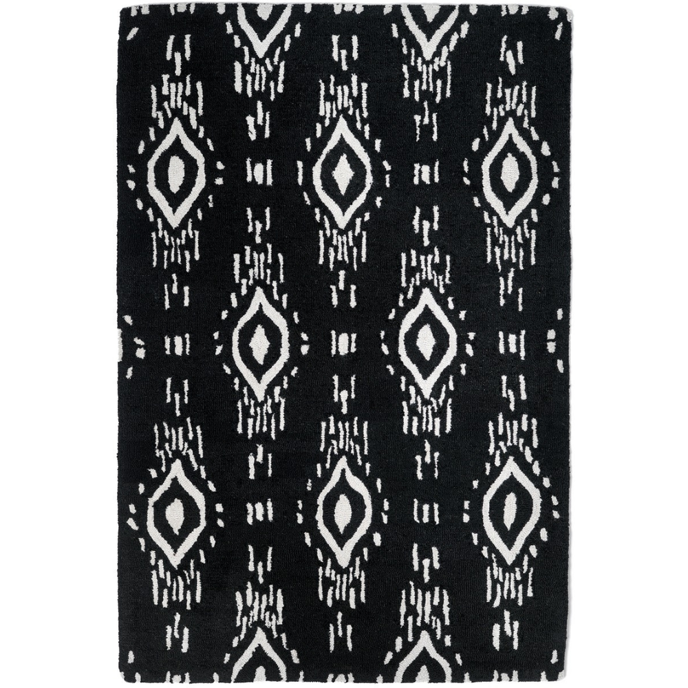 Surah Black And White Tribal P.E.T Indoor Outdoor Rug - Outdoor Rugs Fab Habitat