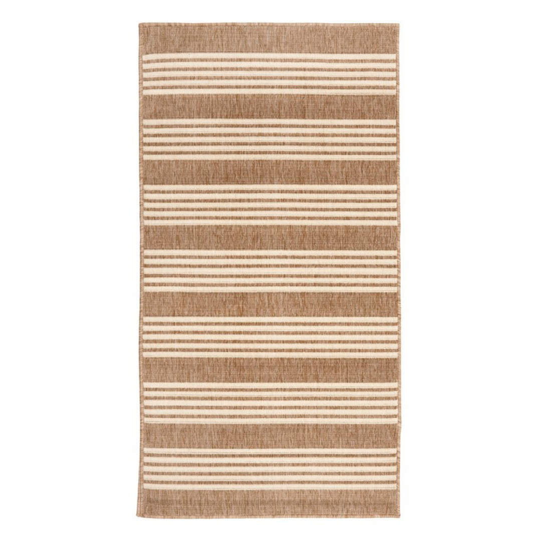 Mariona Beige Striped Polypropylene Outdoor Rug - Outdoor Rugs Fab Habitat