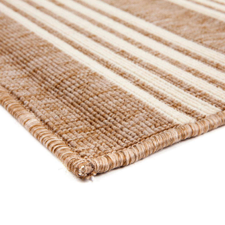 Mariona Beige Striped Polypropylene Outdoor Rug - Outdoor Rugs Fab Habitat