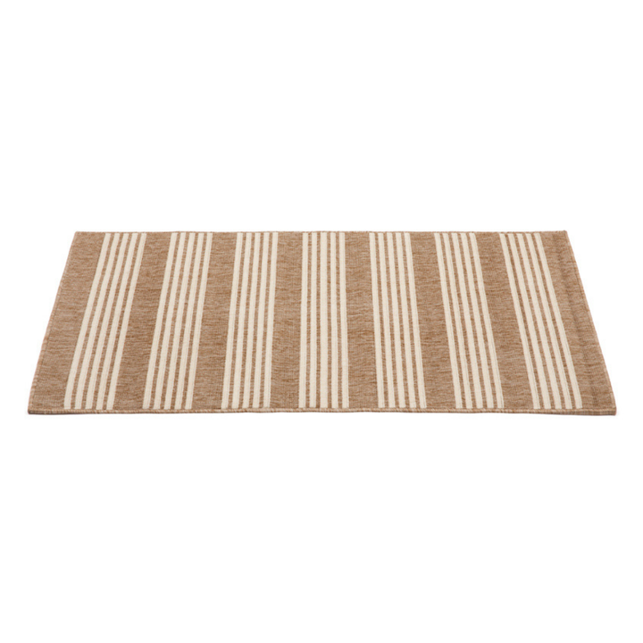 Mariona Beige Striped Polypropylene Outdoor Rug - Outdoor Rugs Fab Habitat