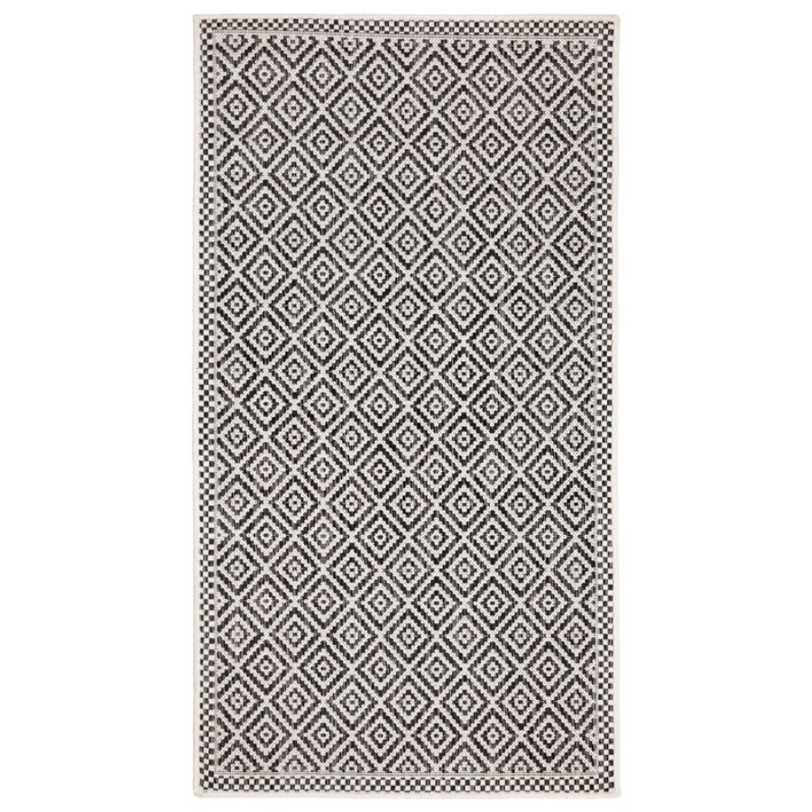 Moti Black and White Diamond Polypropylene Outdoor Rug - Outdoor Rugs Fab Habitat