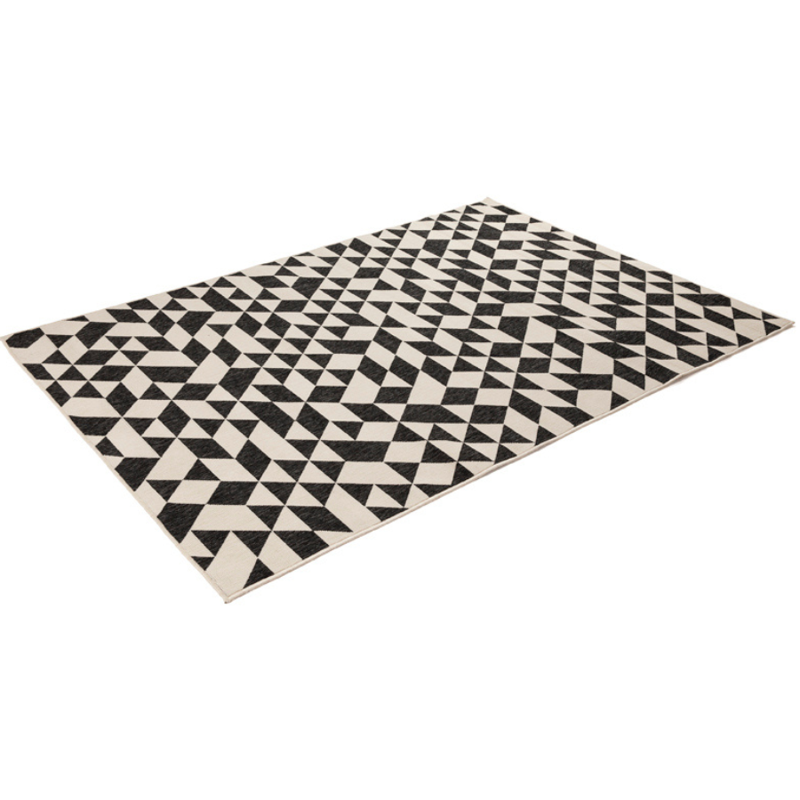 Yuma Black And Cream Modern Polypropylene Outdoor Rug - Outdoor Rugs Fab Habitat