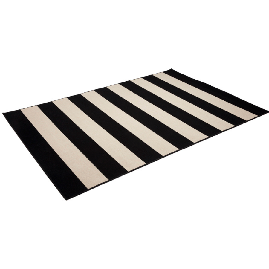 Nyoma Black Striped Outdoor Rug - Outdoor Rugs Fab Habitat