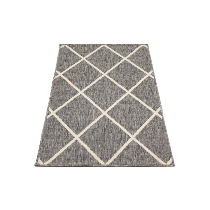 Tucson Grey Diamond Pattern Polypropylene Outdoor Rug - Outdoor Rugs Fab Habitat