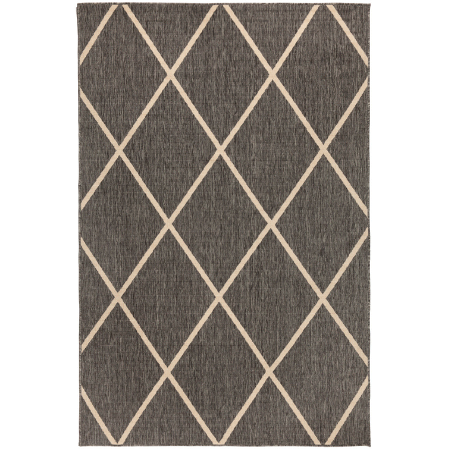 Tucson Grey Diamond Pattern Polypropylene Outdoor Rug - Outdoor Rugs Fab Habitat