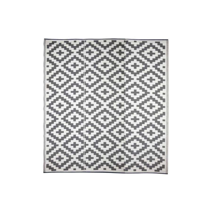 Aztec Grey & White Reversible Plastic Woven Picnic Rug - Picnic Rugs Fab Habitat