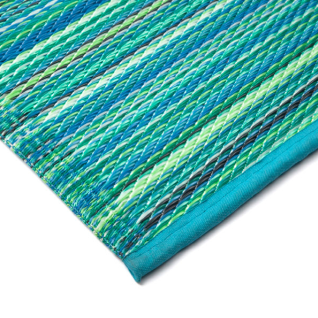 Cancun Aqua Blue Toned Melange Recycled Plastic Picnic Rug - Picnic Rugs Fab Habitat