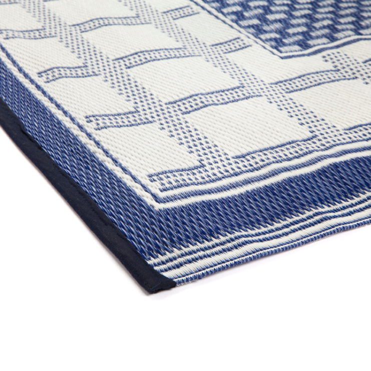 Europa Midnight Blue Geometric Reversible Large Picnic Rug - Picnic Rugs Fab Habitat